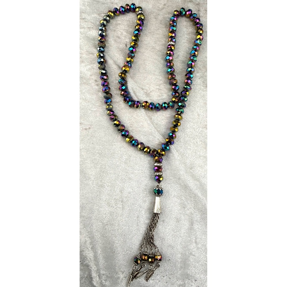 Vintage  Islamic Prayer Beads Iridescent‎ Cut Crystal Tasbih Misbaha